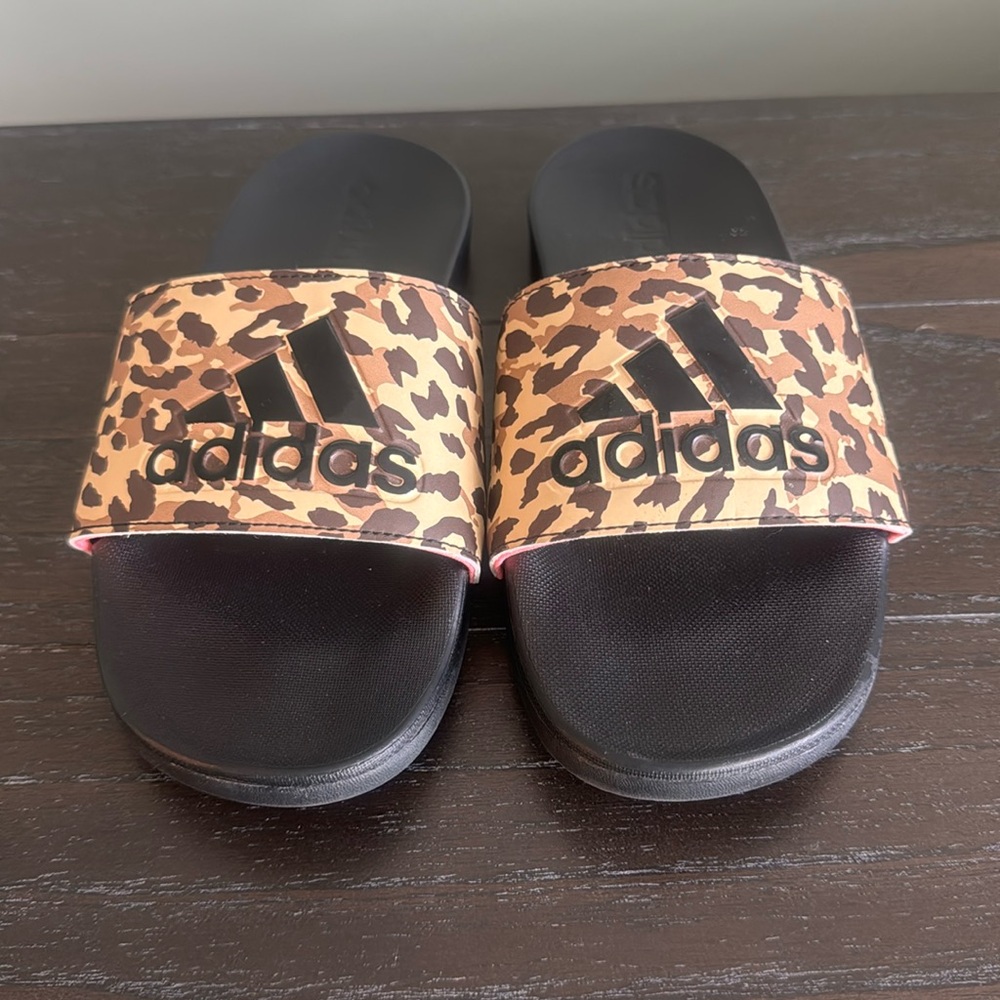 Adidas Leopard Print Slides